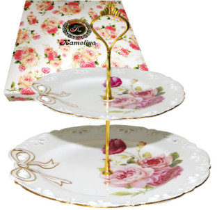 308400 Цукерниця двохярусна Бант (d22,2см, d15,3см) - фото