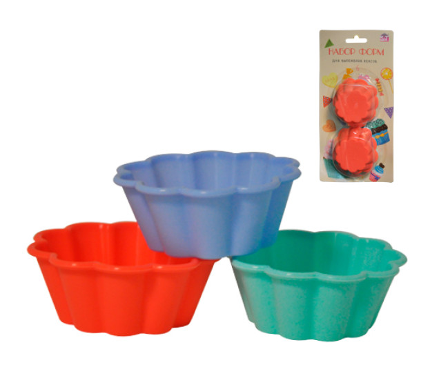 3200-39 Набір форм для випікання кексів 6шт. 7.5*7.5*3см - фото