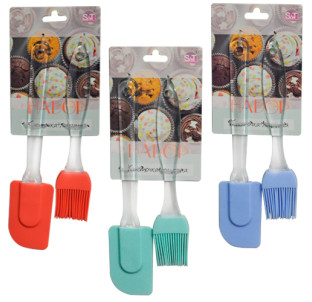 3200-46 Набір з пензля (20.5х4х1см) та лопатки (24.1х5х0.5см) з прозорими ручками - фото