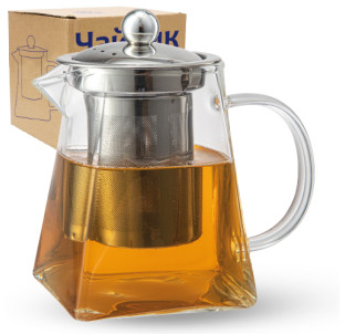 32240 Чайник заварювальний квадратний з металевим ситом 720мл - фото
