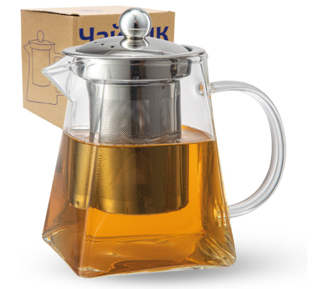 32240 Чайник заварювальний квадратний з металевим ситом 720мл - фото