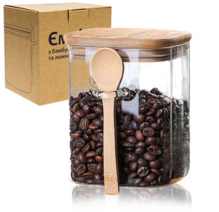 32243 Ємність з бамбуковою кришкою та ложкою 600мл - фото