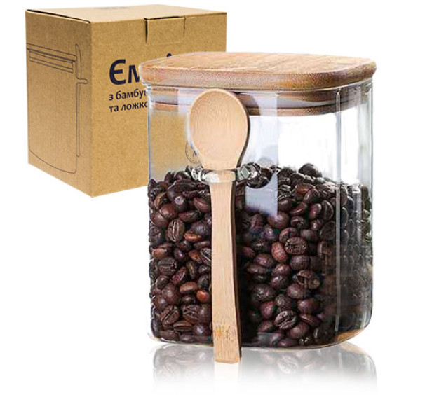 32243 Ємність з бамбуковою кришкою та ложкою 600мл - фото