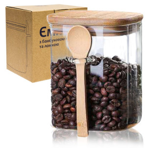 32244 Ємність з бамбуковою кришкою та ложкою 800мл - фото