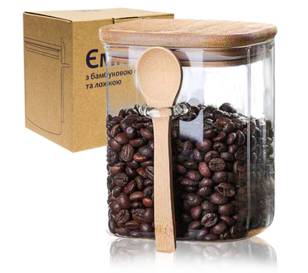 32244 Ємність з бамбуковою кришкою та ложкою 800мл - фото