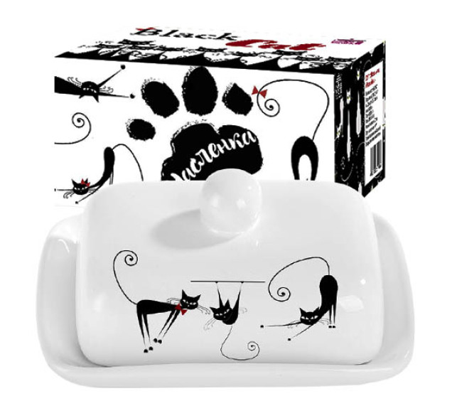 3397-12 Масельничка "Чорна кішка" (розмір:13 Х17; h-5,5) - фото