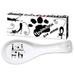 3653-12 Підставка  для ложок "Чорна кішка" (довжина-23см, h-2,5 см) (60) - фото