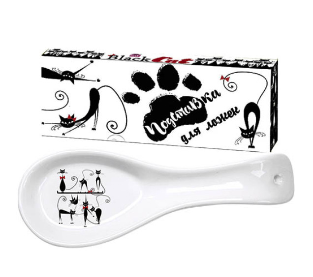 3653-12 Підставка  для ложок "Чорна кішка" (довжина-23см, h-2,5 см) (60) - фото