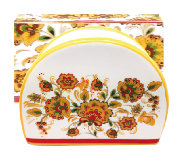 3662-16 Серветниця "Квітковий розпис" (довжина-10см, h-8см) - фото