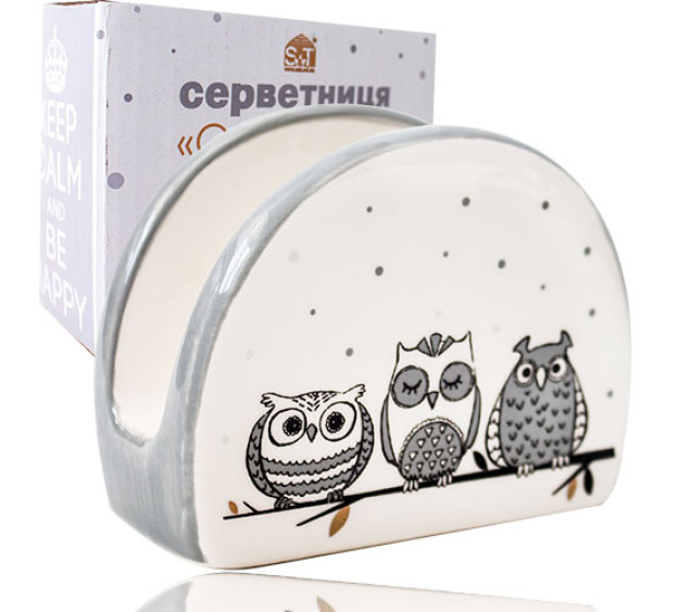3662-18 Серветниця "Совушки" (довжина-10см, h-8см) (96) - фото