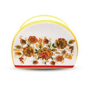 3662-16/1 Серветниця "Квітковий розпис" (довжина-10см, h-8см)(без подарункової  упаковки) - фото