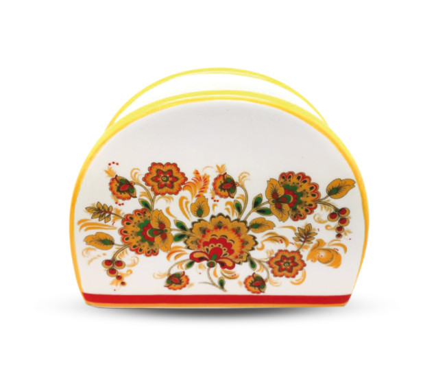 3662-16/1 Серветниця "Квітковий розпис" (довжина-10см, h-8см)(без подарункової  упаковки) - фото