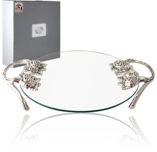 37205 Блюдо кругле декор Троянда (48*38*7см) (6) - фото