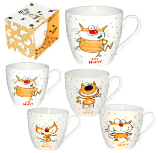4160-27 Чашка Happy Cat в подар.упаковці 450мл (36) - фото