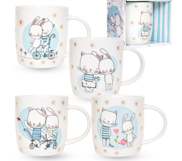 4160-44 Чашка 360мл Зайчата-Кошенята - фото