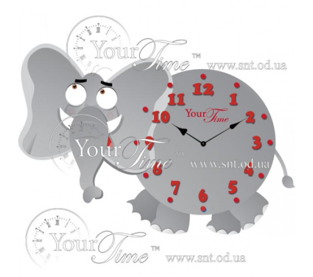 05-207 Годинник настінний Слоник дитячий МДФ 35*4,5*22см - фото