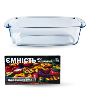 50012-01 Ємність для запікання прямокутна з ручками (глибока) 1,3л 27х14х7 - фото