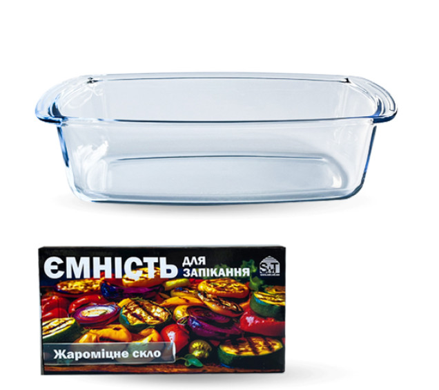 50012-01 Ємність для запікання прямокутна з ручками (глибока) 1,3л 27х14х7 - фото