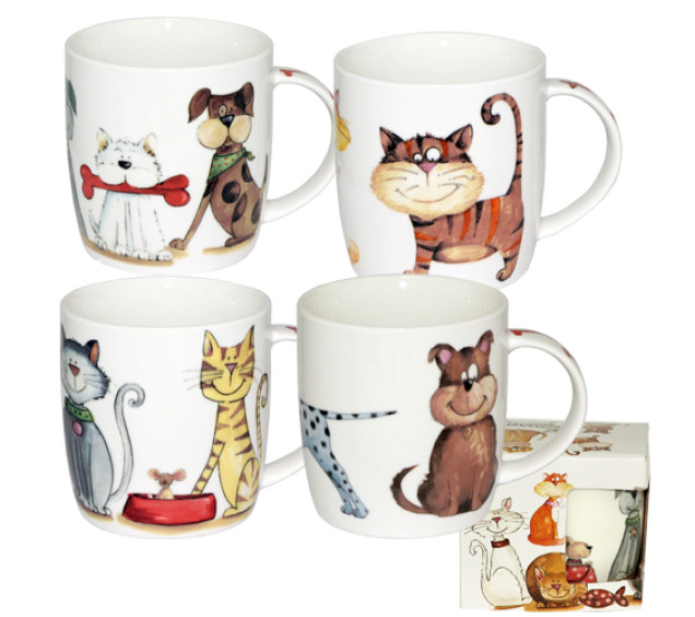 5064 Чашка Кумедні коти подарункова 360мл - фото