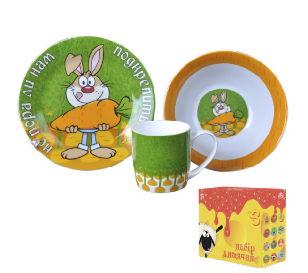 5132-08 Набір дитячий 3пр. "Не пора би нам підкріпиться" Заєць з морквою (12) - фото
