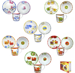5137 Набір дитячий 3пр. "У світі тварин" (тар.19см, чаш.250мл, сал.600мл) - фото