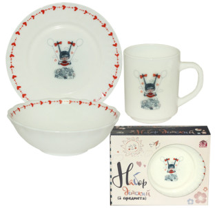 515-02 Набір дитячий 3пр. Дівчина (тарілка-7', миска 6', чашка-230мл) - фото
