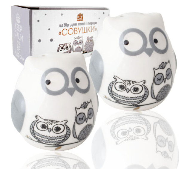 6041-18 Набір для солі і перцю "Совушки" (6х6см) - фото