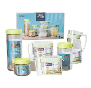 6060-05 Набір ємностей Family (об'єм:1шт-550мл; 2шт-450мл;1шт-980мл; 1шт-600мл 1шт.-300мл) - фото