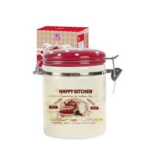 629-11 Ємність для сипучих продуктів 0,75л "Happy Kitchen" (d-9,5см, h-11) - фото