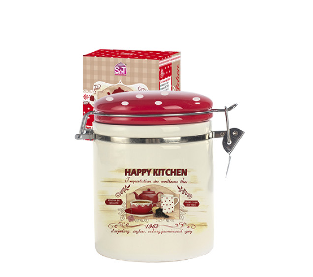 629-11 Ємність для сипучих продуктів 0,75л "Happy Kitchen" (d-9,5см, h-11) - фото