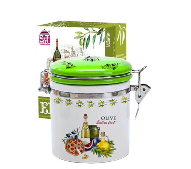 629-13 Ємність для сипучих продуктів 700 мл "Італійські страви" (d-9,5см, h-11) - фото