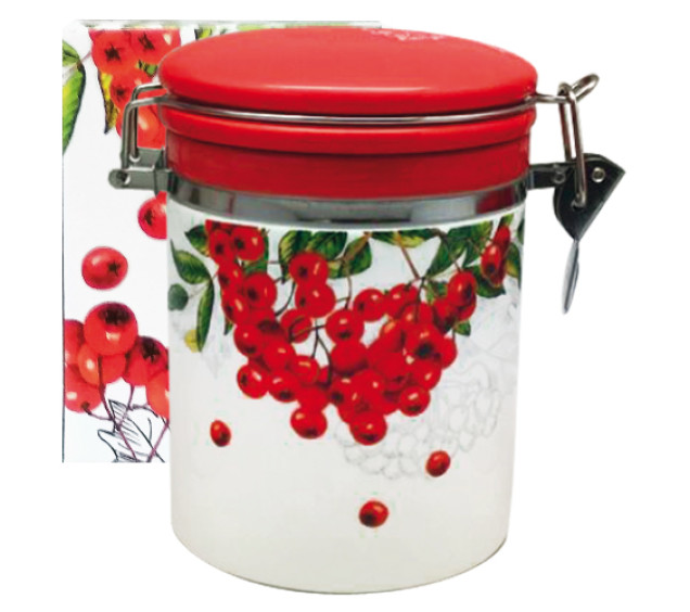 629-14 Ємність для сипучих продуктів 0,75л "Калина червона" (d-9,5см, h-11) - фото