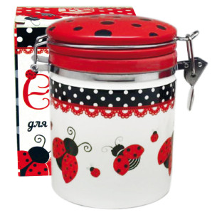 629-17 Ємність для сипучих продуктів 700 мл "Божа корівка" (d-9,5см, h-11) - фото