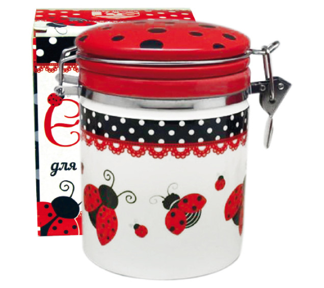 629-17 Ємність для сипучих продуктів 700 мл "Божа корівка" (d-9,5см, h-11) - фото