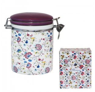 630-10 Ємність для сипучих продуктів 0,5л "Квітковий шовк" (h-10см, d-9,5см) - фото