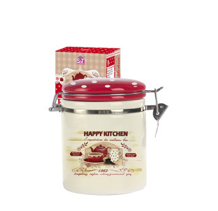630-11 Ємність для сипучих продуктів 0,5л "Happy Kitchen" (h-10см, d-9,5см) - фото
