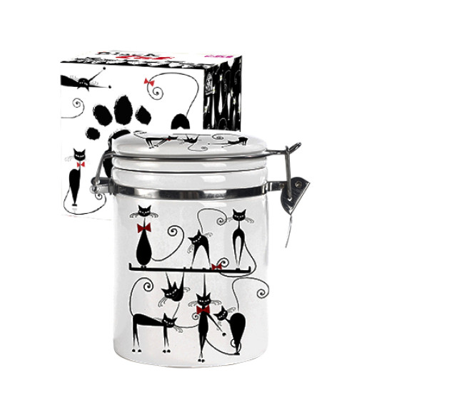 630-12 Ємність для сипучих продуктів 0,5л "Чорна кішка" (h-10см, d-9,5см) - фото