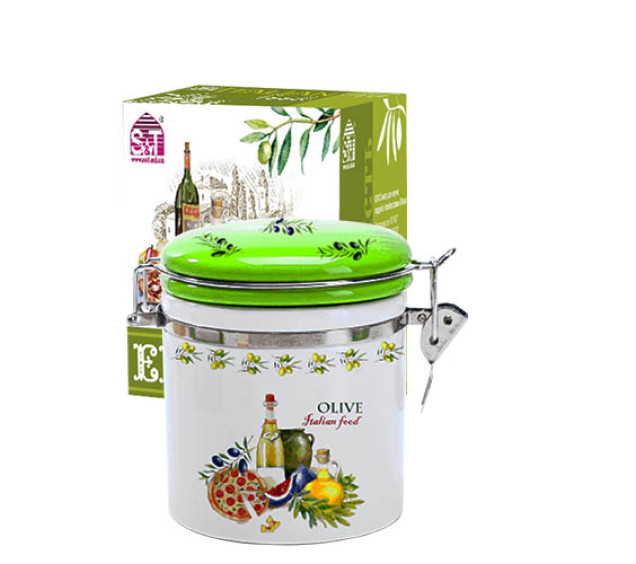 630-13 Ємність для сипучих продуктів 0,5л "Італійські страви" (h-10см, d-9,5см) - фото