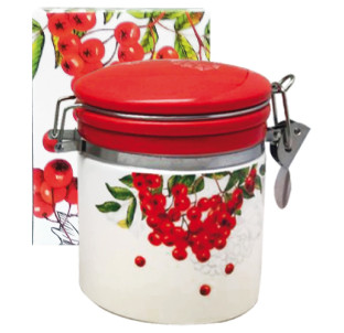 630-14 Ємність для сипучих продуктів 0,5л "Калина червона" (h-10см, d-9,5см) - фото