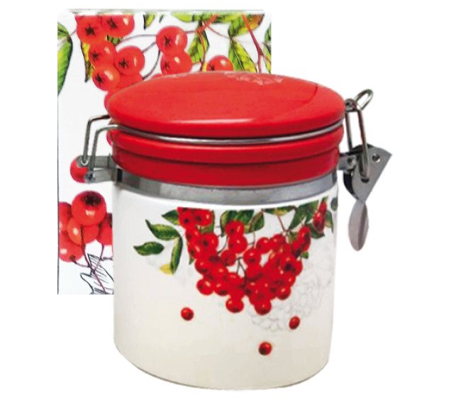 630-14 Ємність для сипучих продуктів 0,5л "Калина червона" (h-10см, d-9,5см) - фото