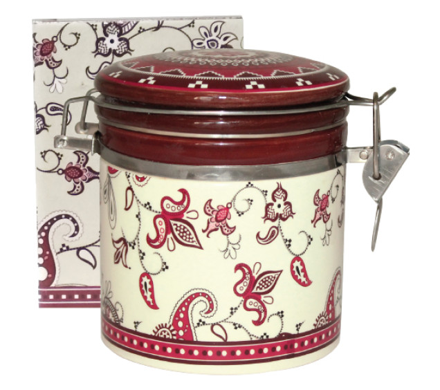 630-15 Ємність для сипучих продуктів 0,5л "Орнамент" (h-10см, d-9,5см) - фото