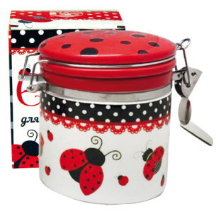 630-17 Ємність для сипучих продуктів 0,5л "Божа корівка" (h-10см, d-9,5см) - фото