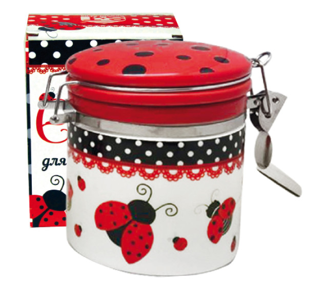 630-17 Ємність для сипучих продуктів 0,5л "Божа корівка" (h-10см, d-9,5см) - фото