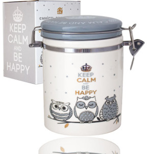 630-18 Ємність для сипучих продуктів 0,5л "Совушки" (h-10см, d-9,5см) - фото