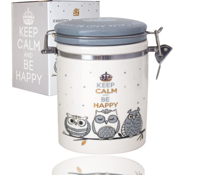 630-18 Ємність для сипучих продуктів 0,5л "Совушки" (h-10см, d-9,5см) - фото