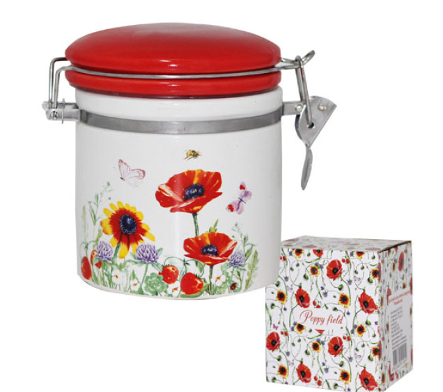630-5 Ємність для сипучих продуктів 0,5л "Польовий мак" (h-10см, d-10см) - фото