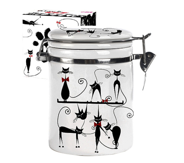 631-12 Ємність для сипучих продуктів 900 мл. "Чорна кішка" (d-10см, h-16) - фото