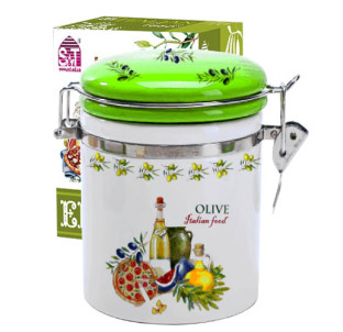 631-13 Ємність для сипучих продуктів 900 мл. "Італійські страви" (d-10см, h-16) - фото