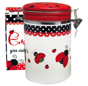 631-17 Ємність для сипучих продуктів 900 мл. "Божа корівка" (d-10см, h-16см) - фото