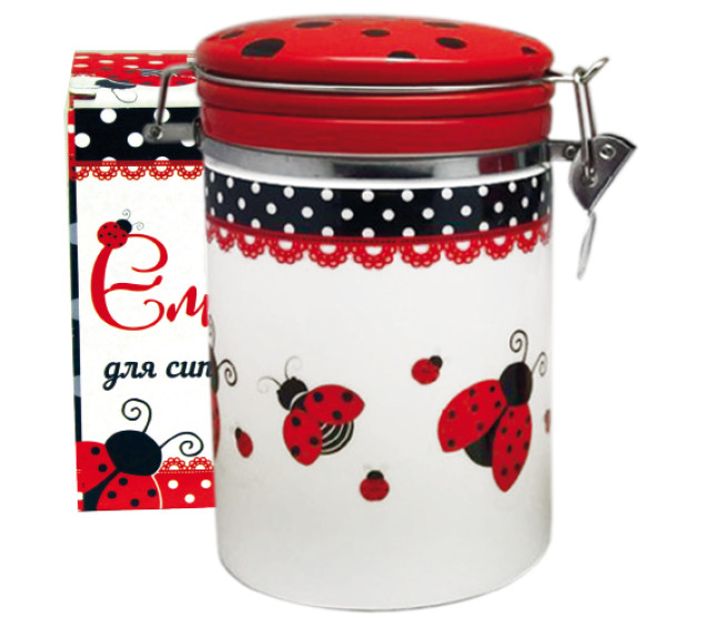 631-17 Ємність для сипучих продуктів 900 мл. "Божа корівка" (d-10см, h-16см) - фото